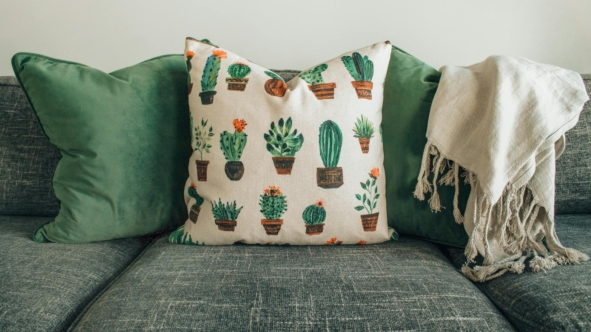Botanical Print Cushion With Piping
