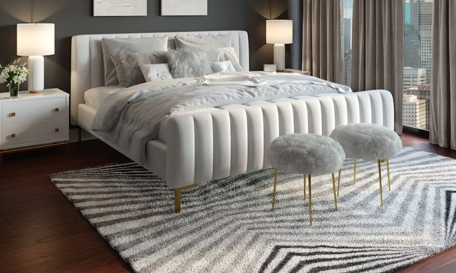 Frame The Bed With A Symmetrical Rug Layout