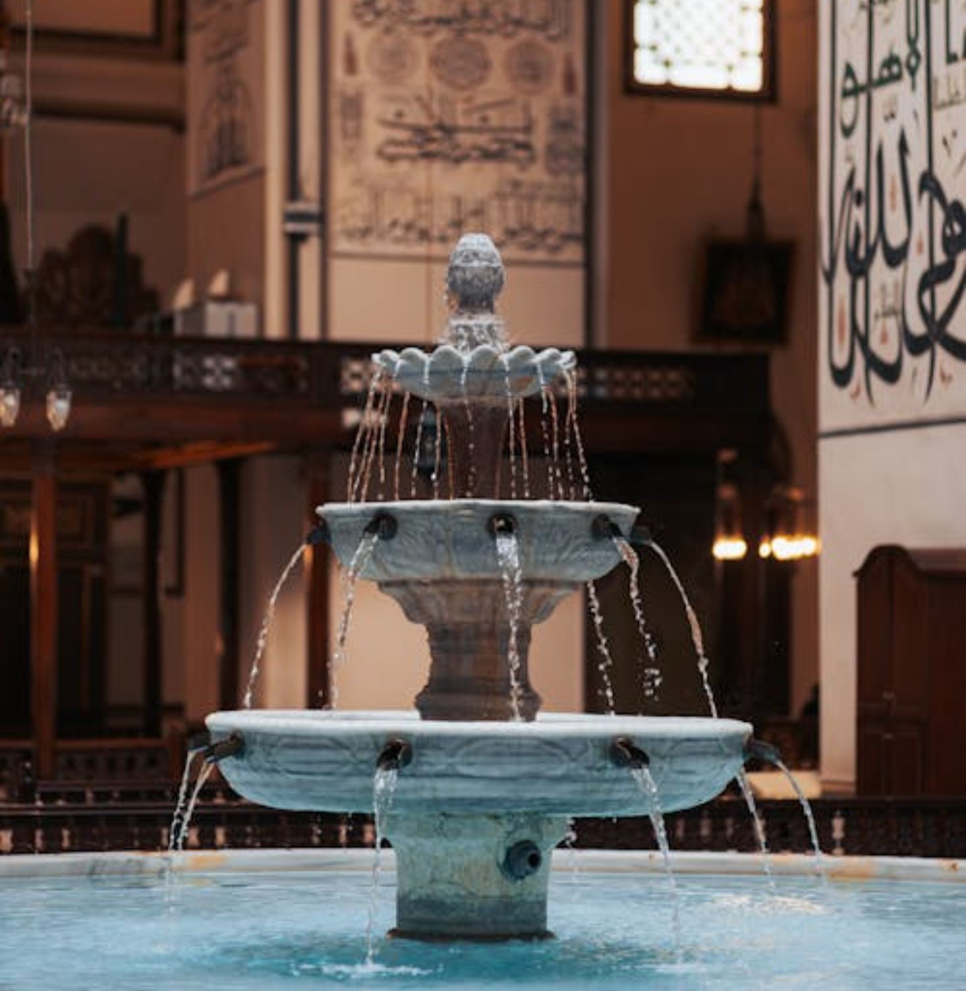 Display a small indoor fountain