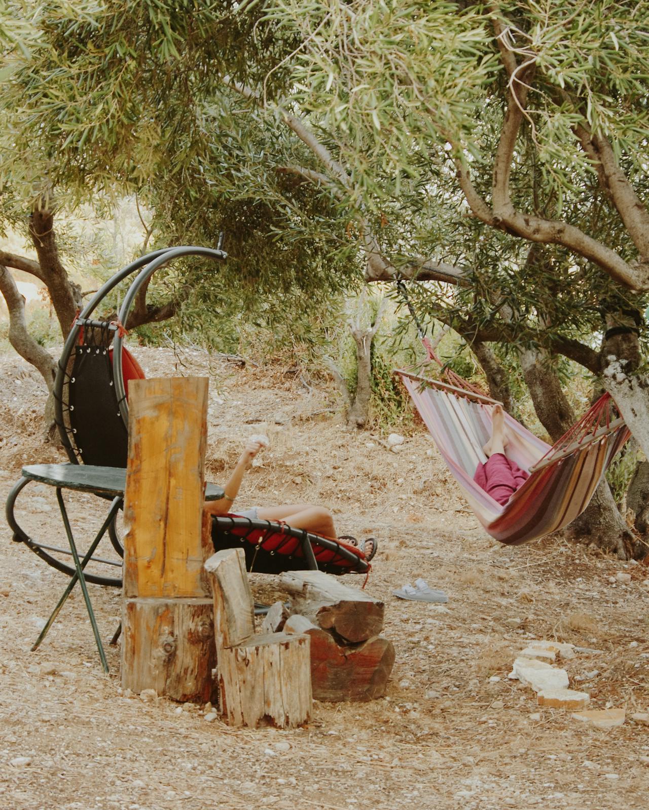 Canopied Courtyard With Soft Lights And Hammock