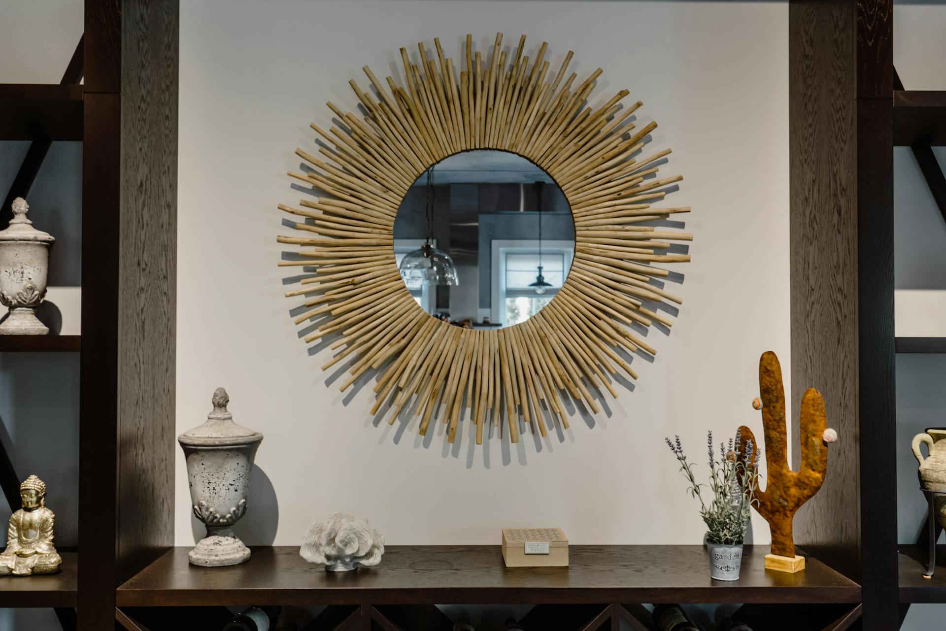 Hang A Sunburst Mirror Above The Fireplace