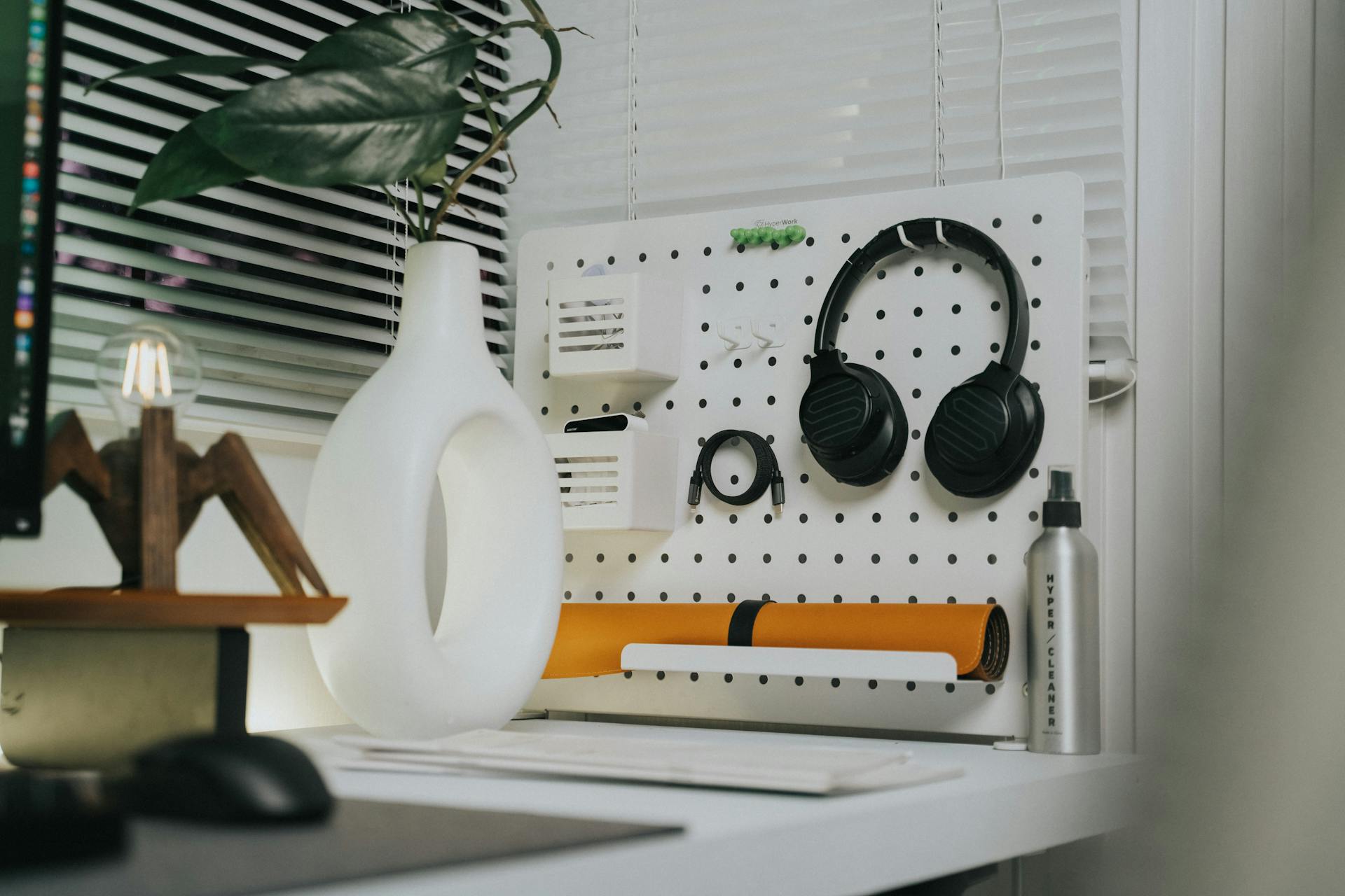 Wall-Mounted Pegboard Desk