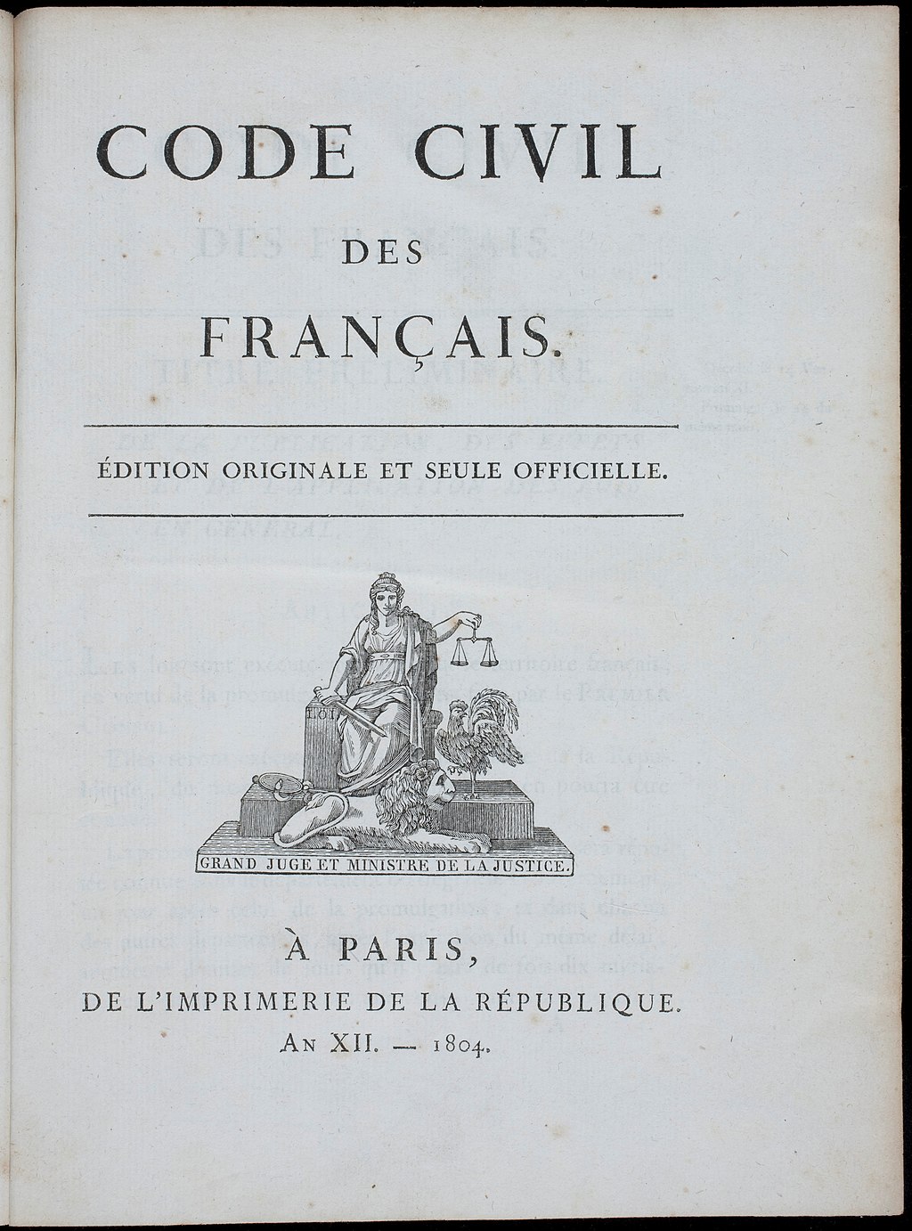 <strong>Le Code civil des Français (1804)</strong>