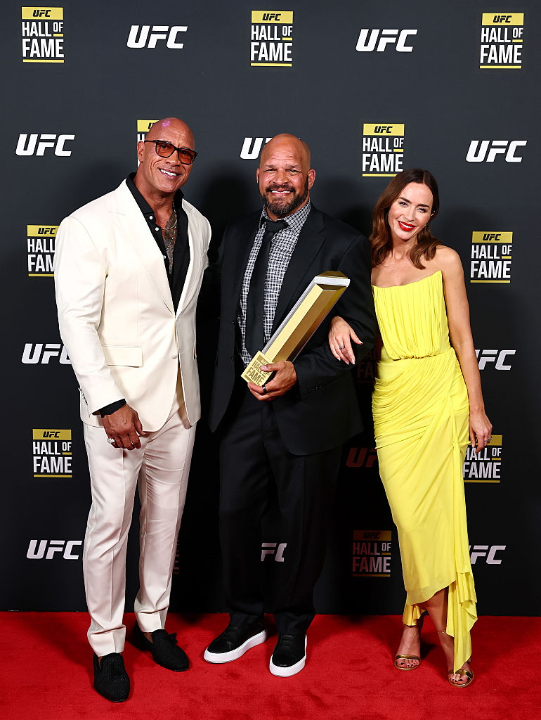 Mark Kerr, Dwayne 'The Rock' Johnson and Emily Blunt