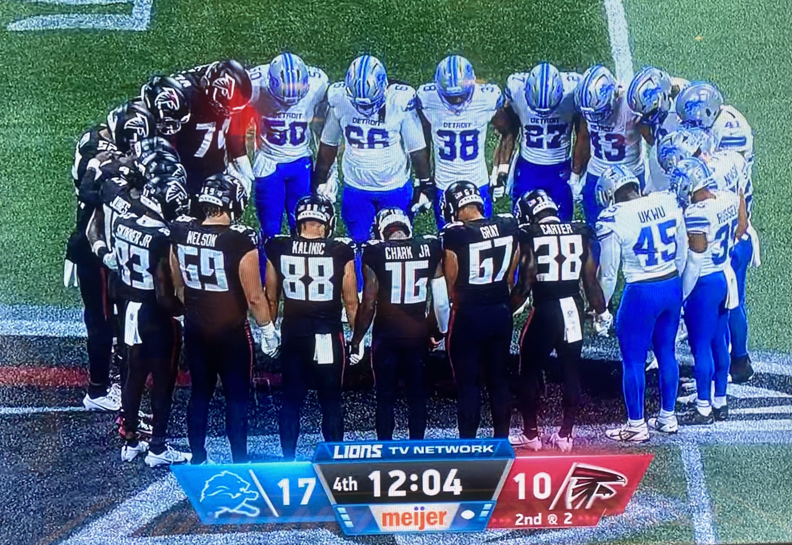 A traumatic scene at an NFL warm-up game