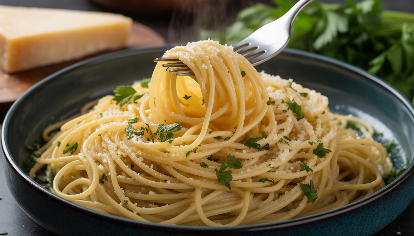 4. Pâtes à l’ail et au parmesan