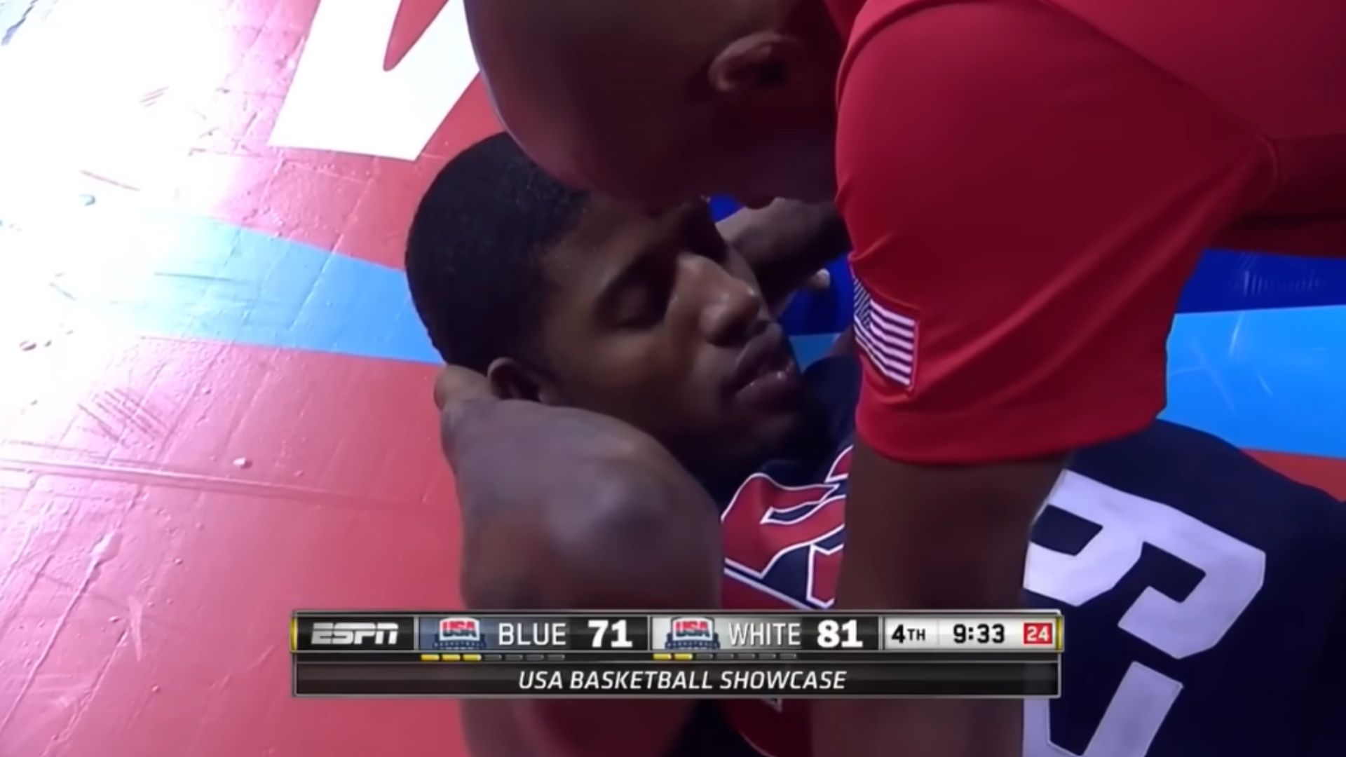 6. Paul George se casse la jambe lors d'une séance d'entraînement aux États-Unis (2014)