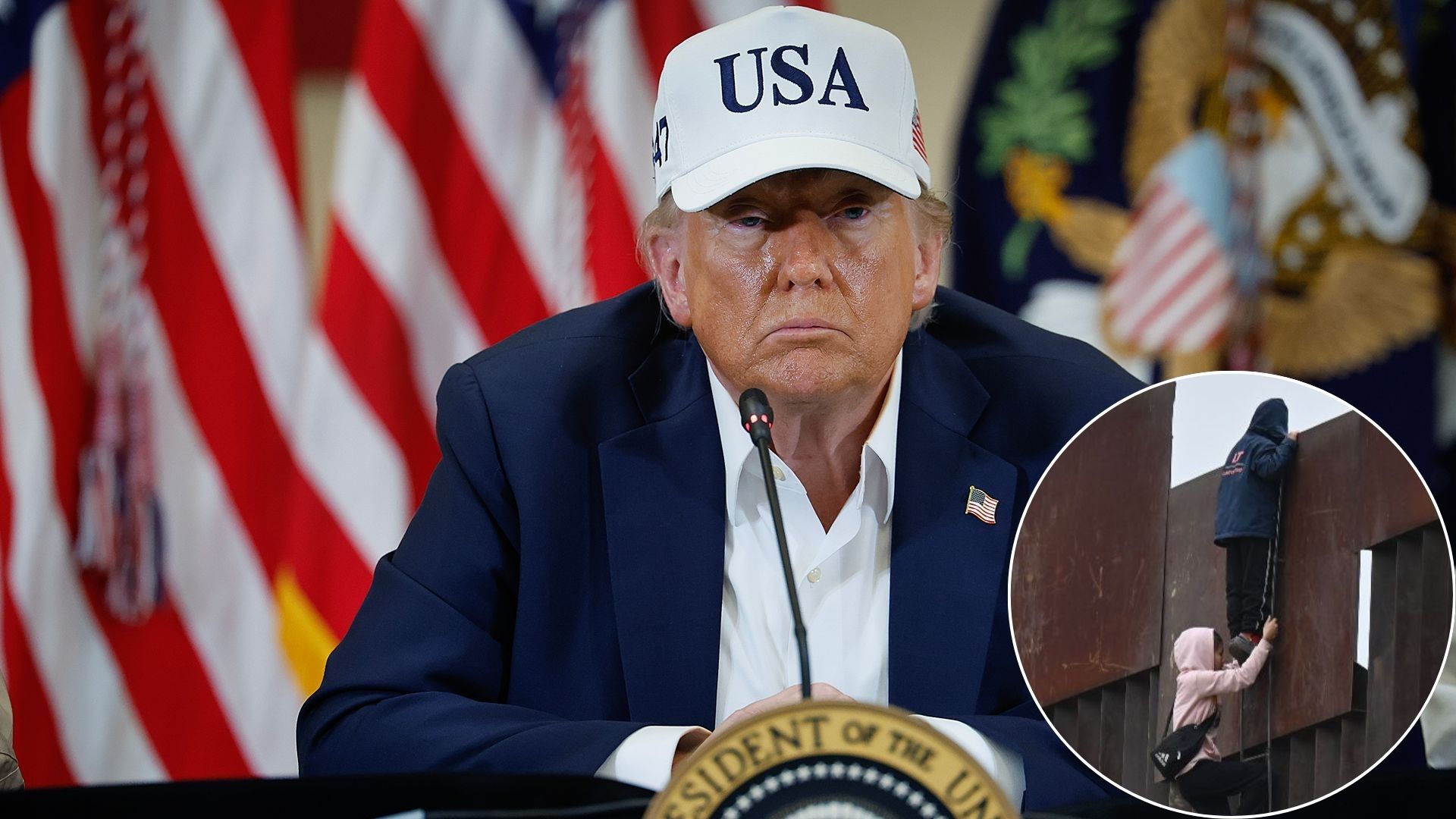 Trump paints his wall black so migrants get burned