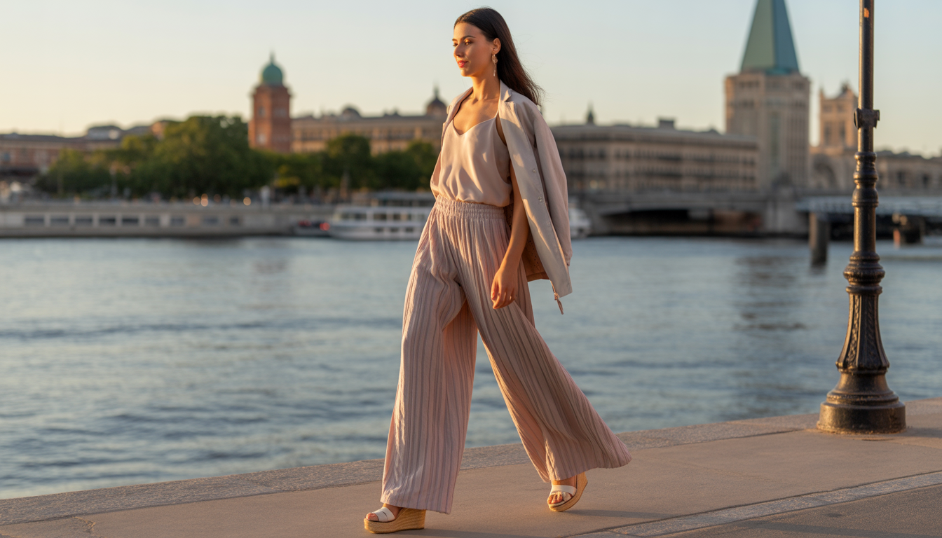 9. Le pantalon palazzo et top à bretelles