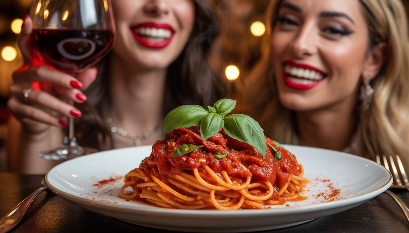 2. Rouge à lèvres rouge & pasta arrabiata