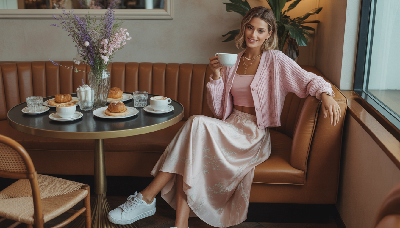 9. Le cardigan crop et jupe midi