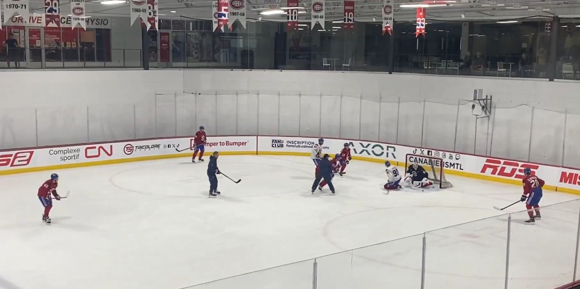 Powerplay: Patrik Laine, Ivan Demidov and Noah Dobson on the second wave