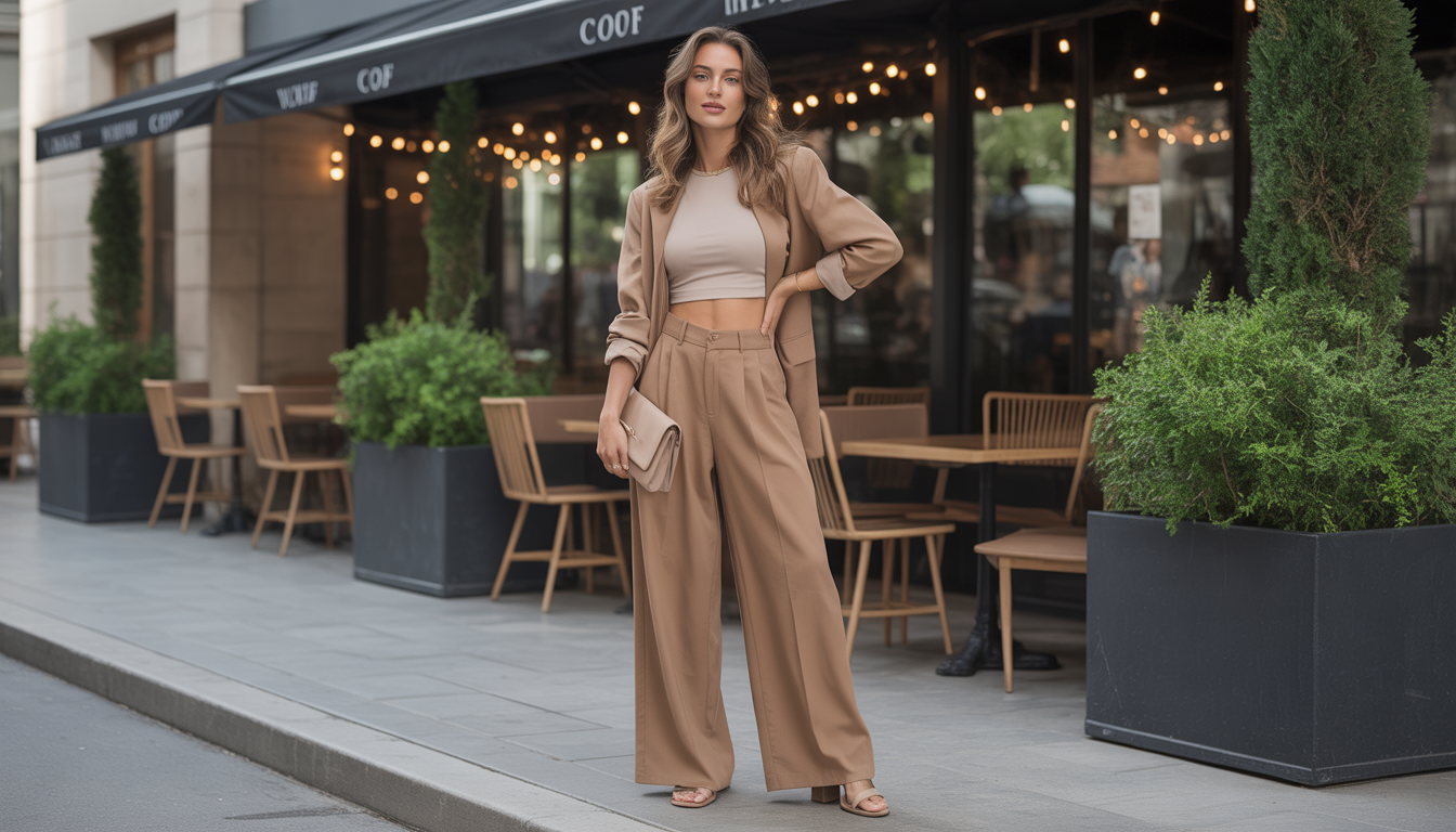 4. Pantalon large et crop top