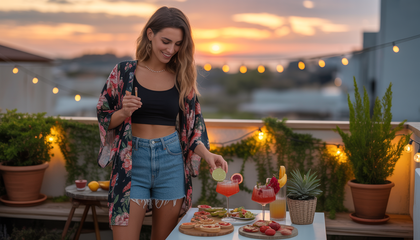 4. Kimono fleuri et apéro sur le balcon