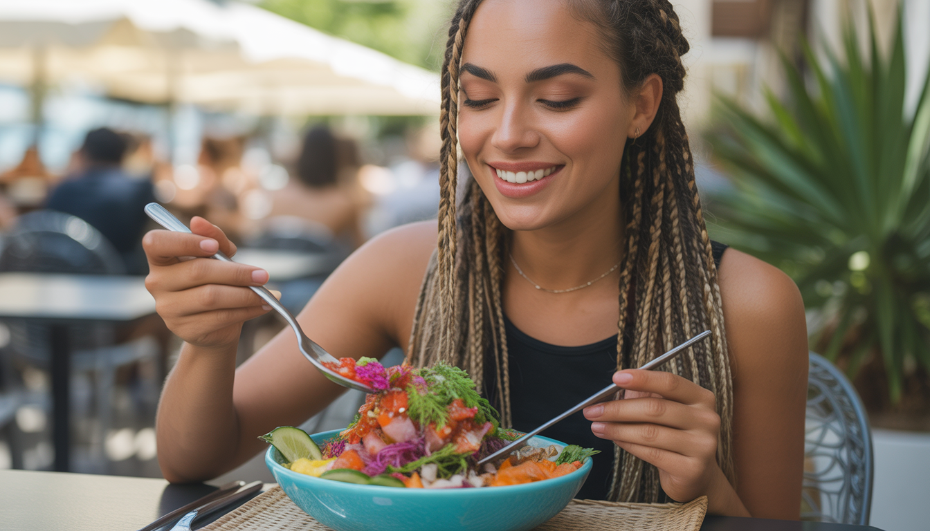 7. Tresses bohèmes et poke bowl