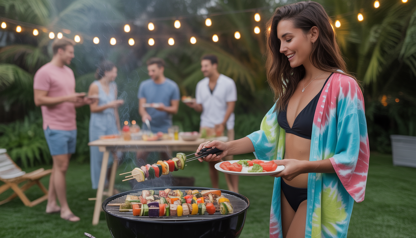15. Kimono tie-dye et barbecue végétarien