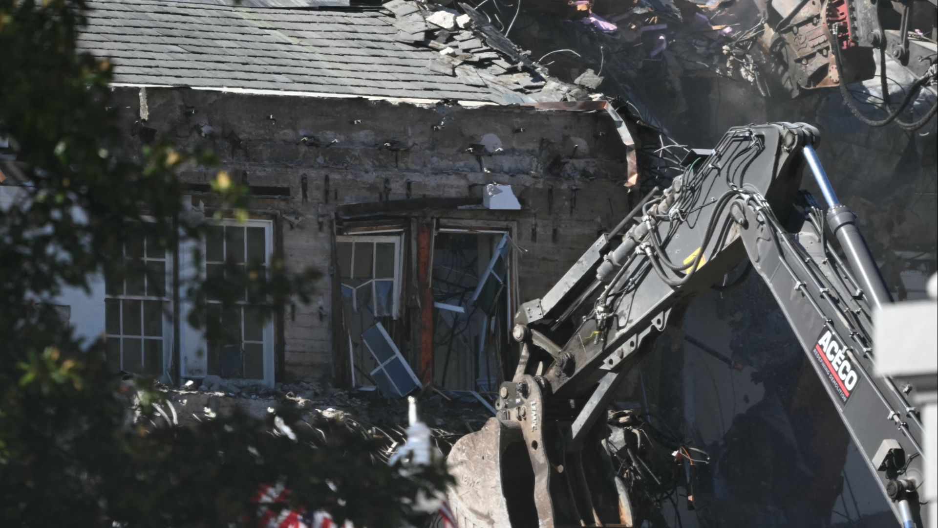 A damaged exterior wall