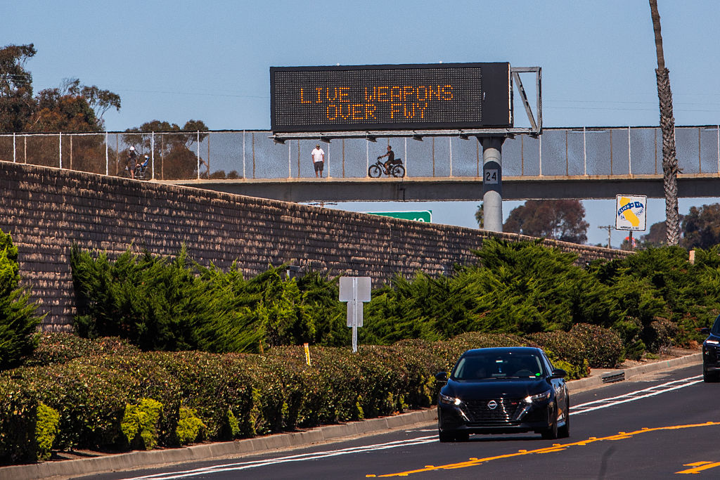 Live weapons over freeway