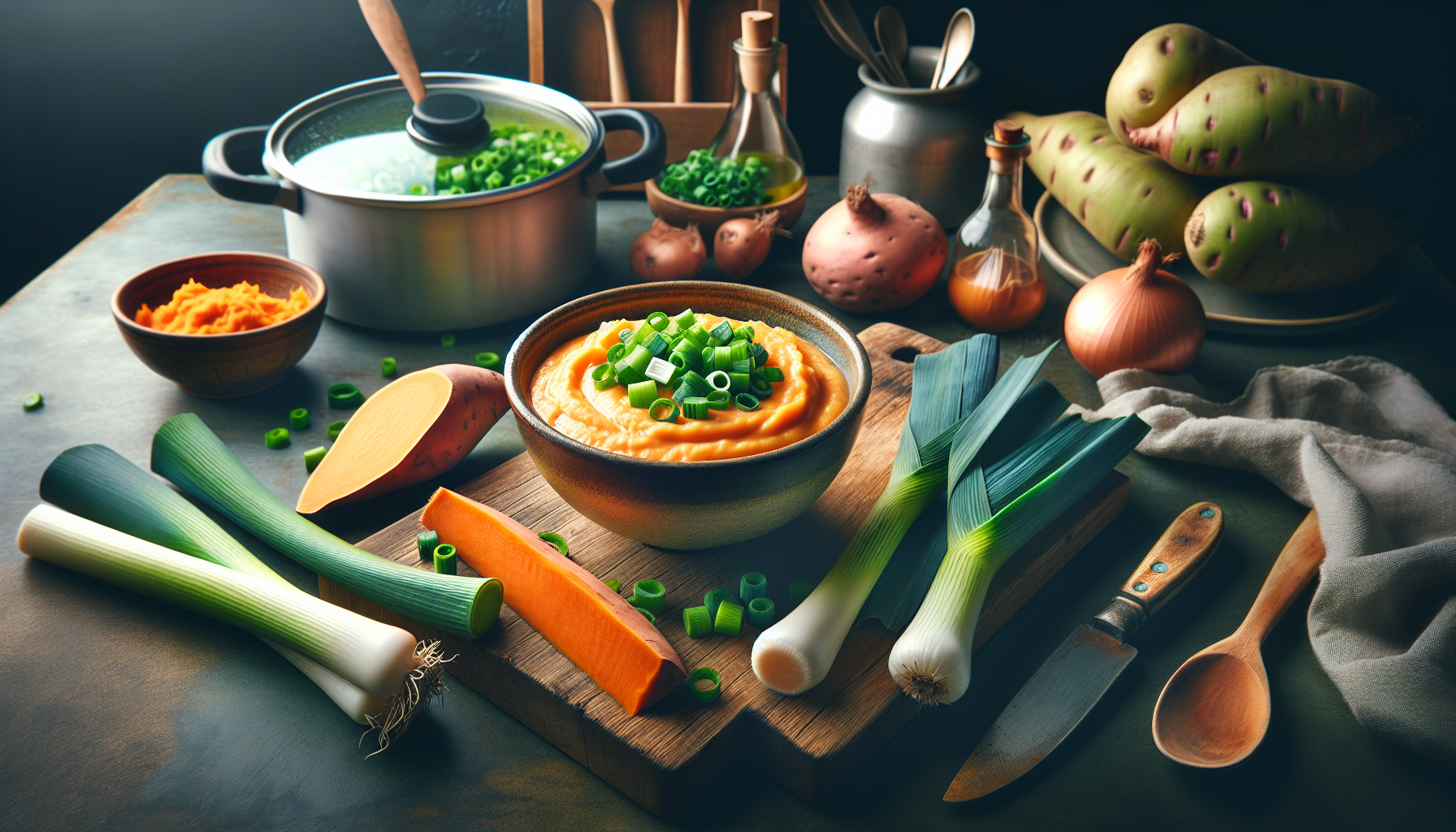 Süßkartoffel-Porree-Cremesuppe