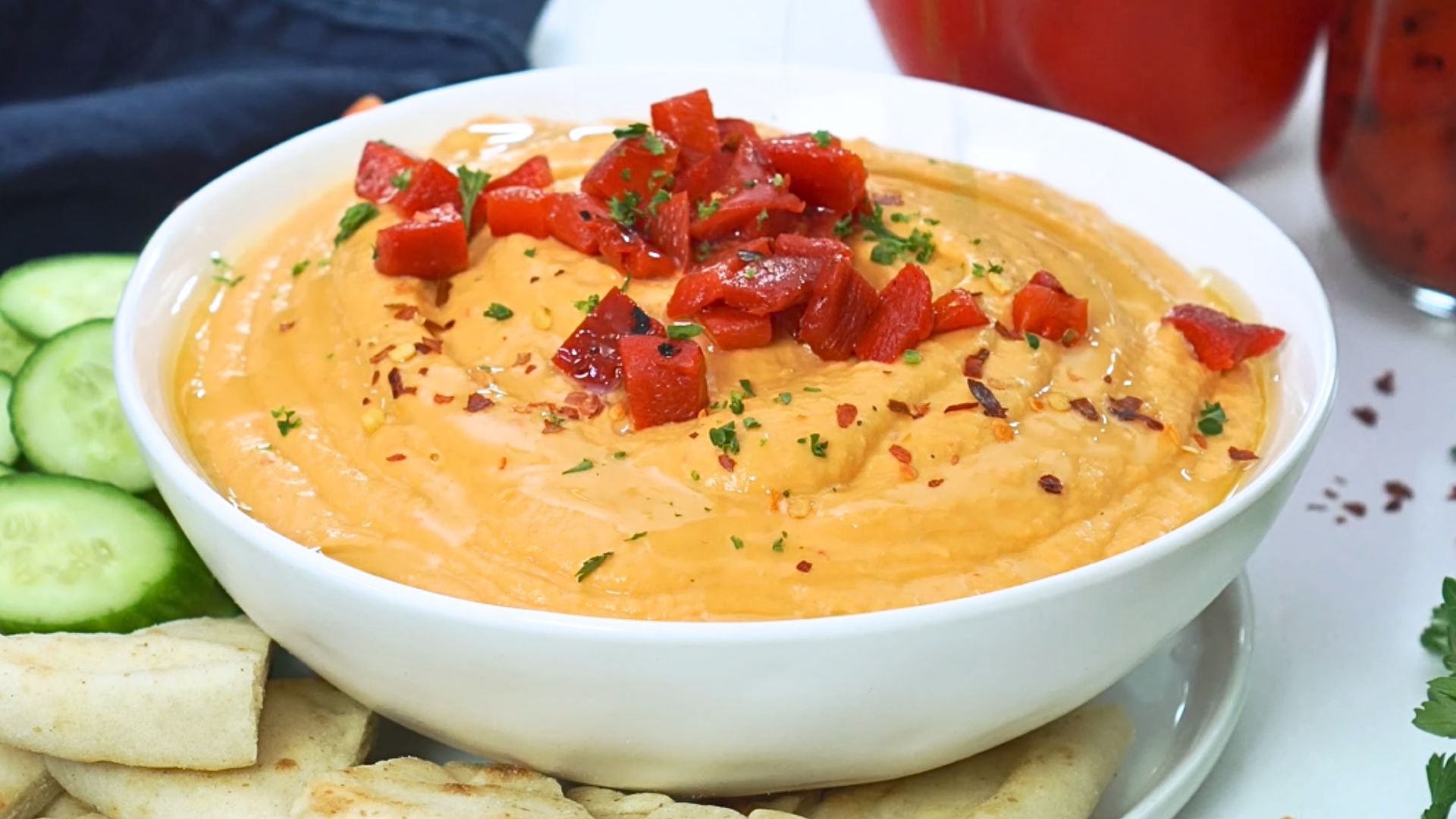7. Houmous aux lanières de poivrons