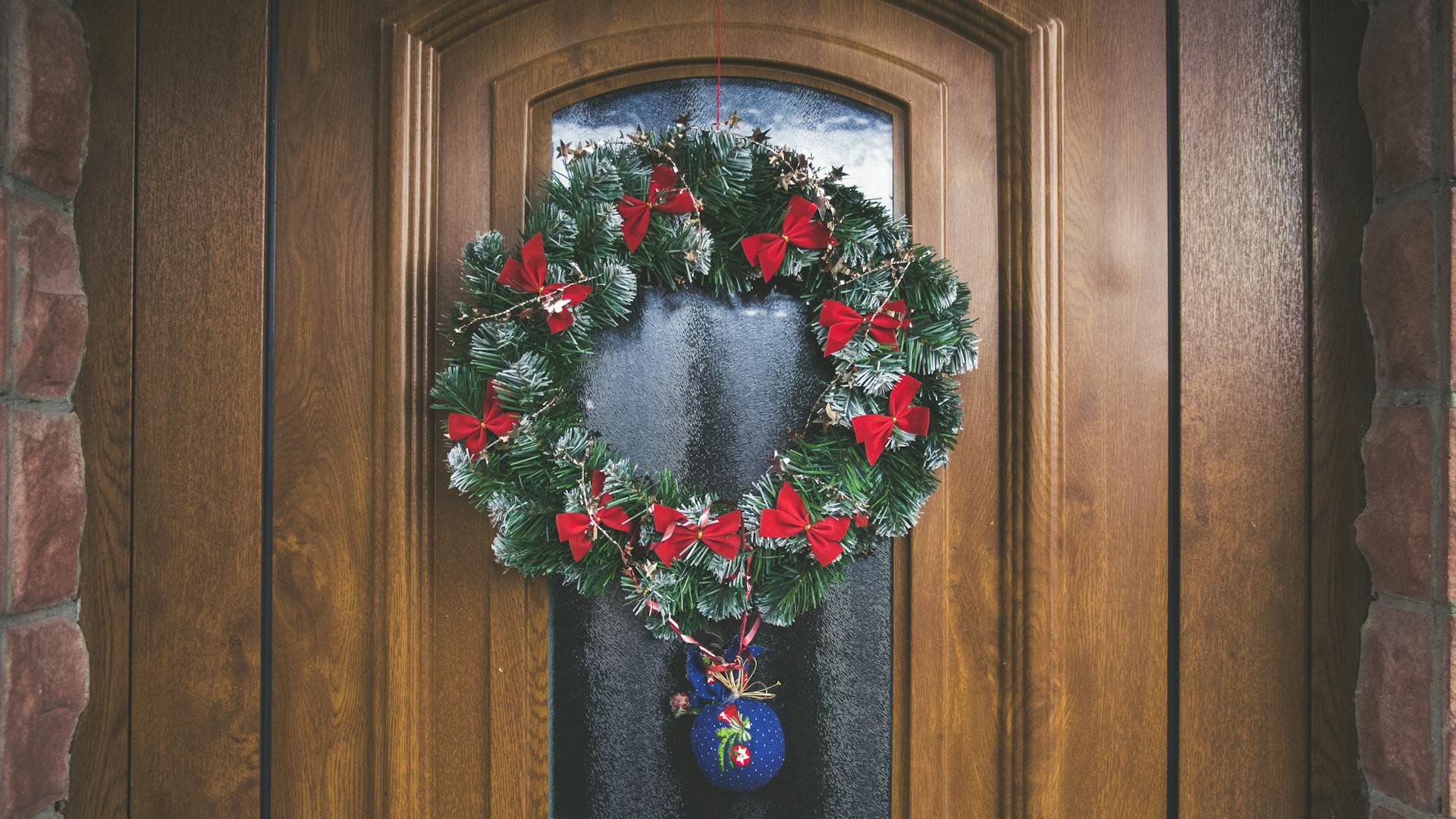 2 . A beautiful Christmas wreath on your front door