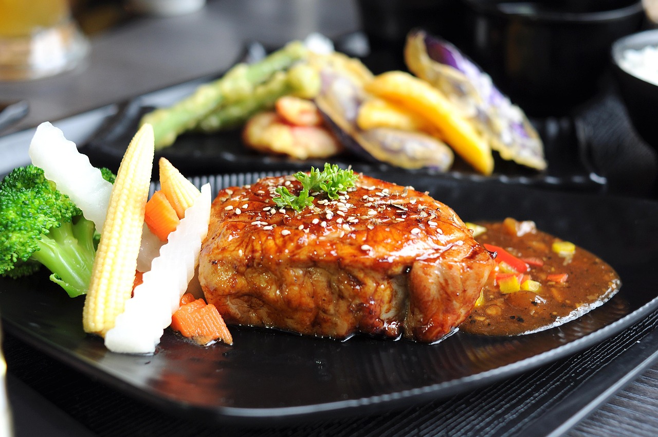 5. Salmon rillettes on toast-Pumpkin and chestnut velouté-Pork roast with prunes-Chocolate and pear cake