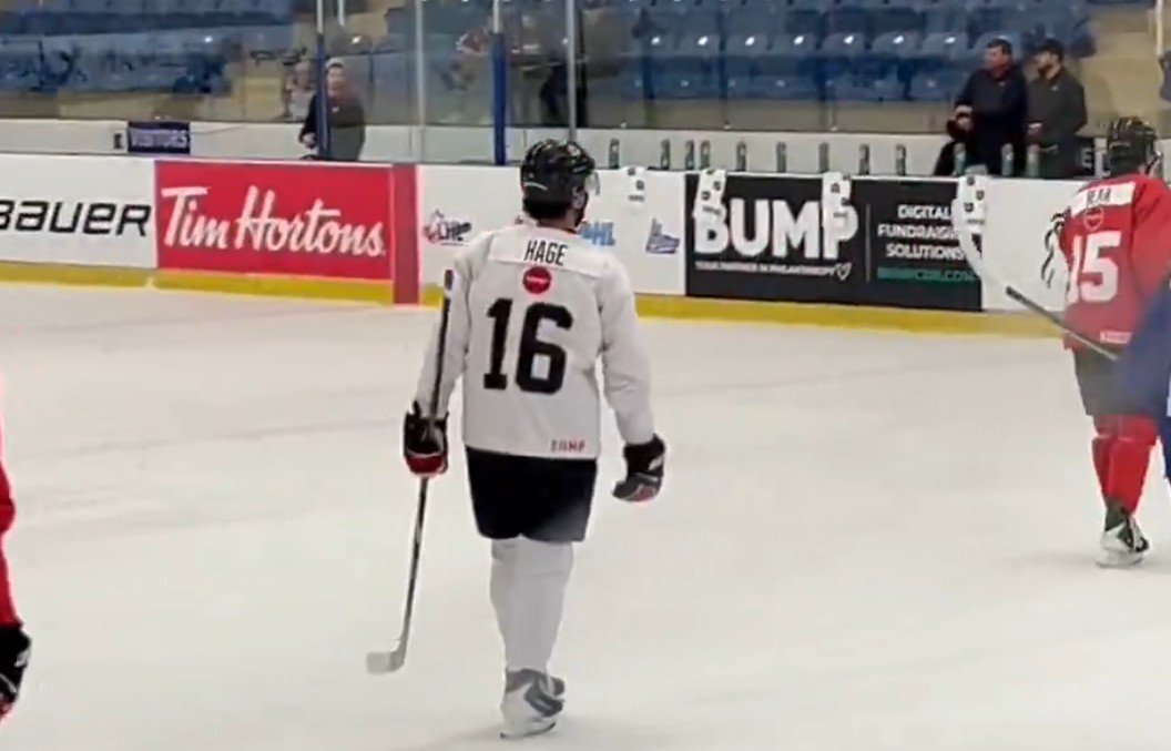 Team Canada Junior: Michael Hage practices on the wing of the second line