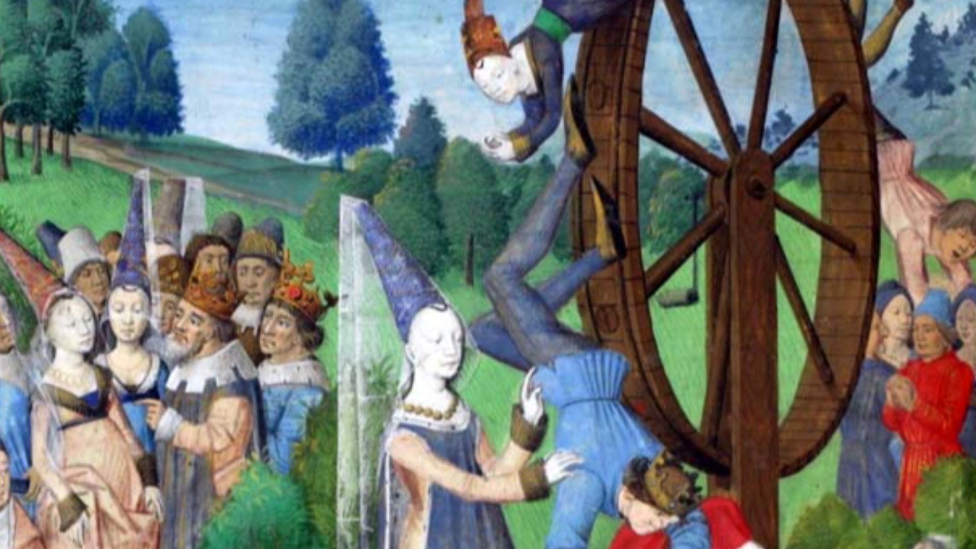 13. La roue de la fortune – Illustration de manuscrit du XIVe siècle