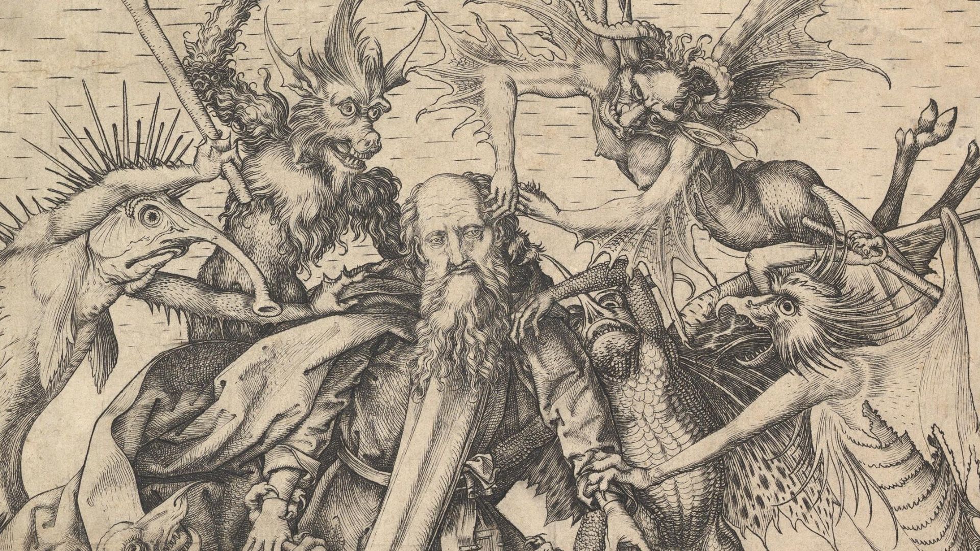20. La tentation de saint Antoine – Martin Schongauer