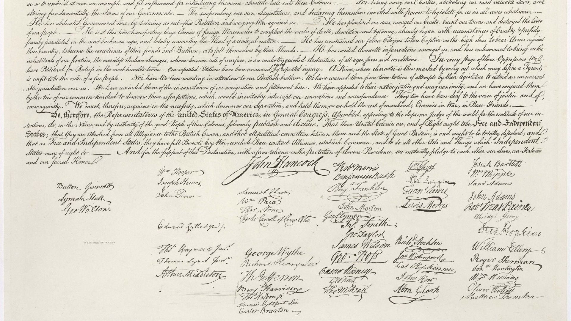 17. La Déclaration d'indépendance a été signée le 4 juillet par tout le monde