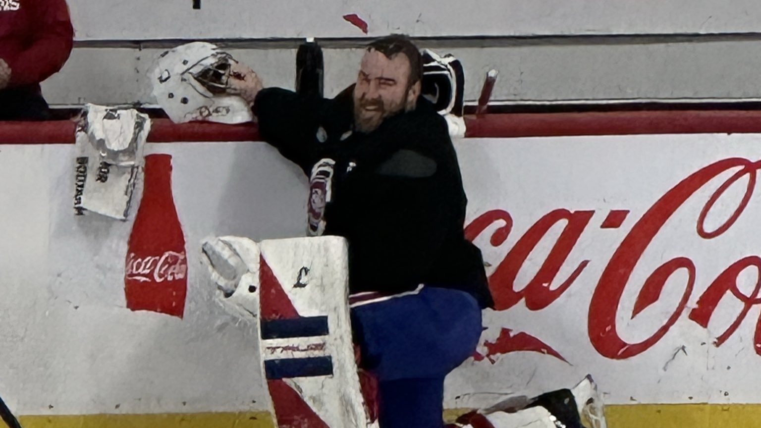 David Savard played goalie for Alex Newhook this morning in Brossard