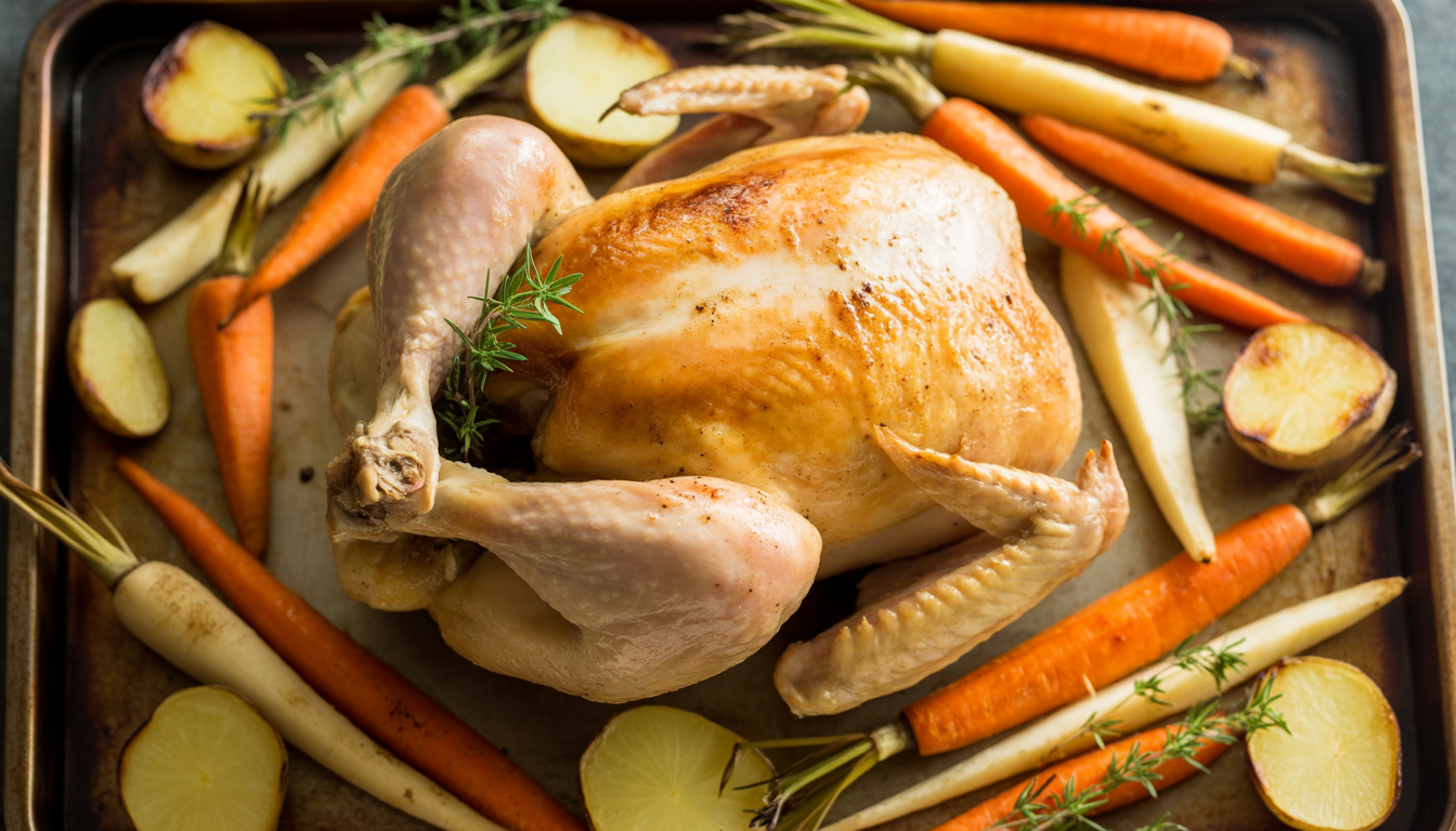 1. Poulet rôti aux légumes racines
