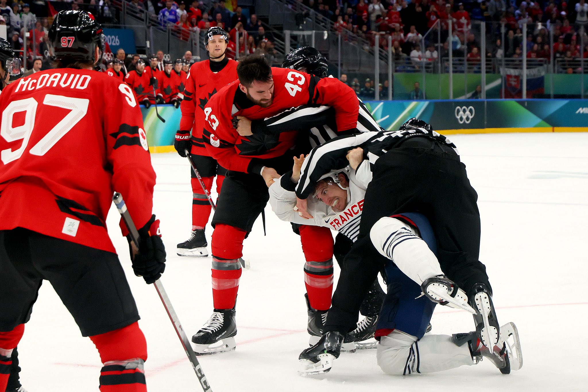 The French Hockey Federation has suspended Pierre Crinon for the remainder of the Olympic Games.