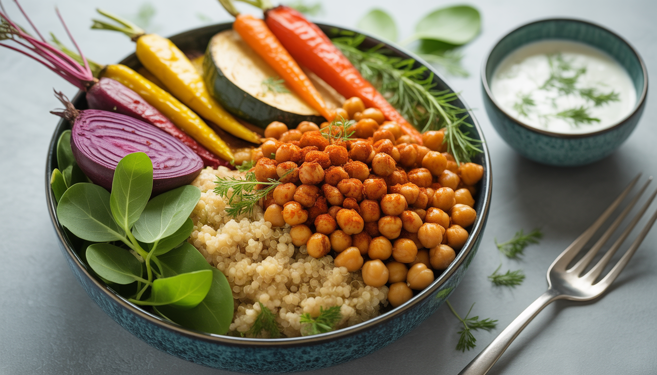 4. Buddha bowl quinoa, pois chiches et légumes rôtis