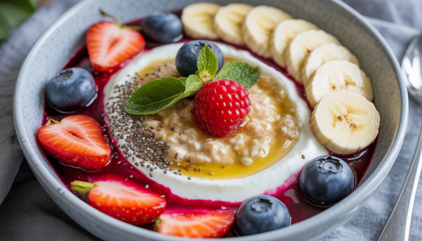 15. Porridge protéiné aux flocons d’avoine et yaourt grec