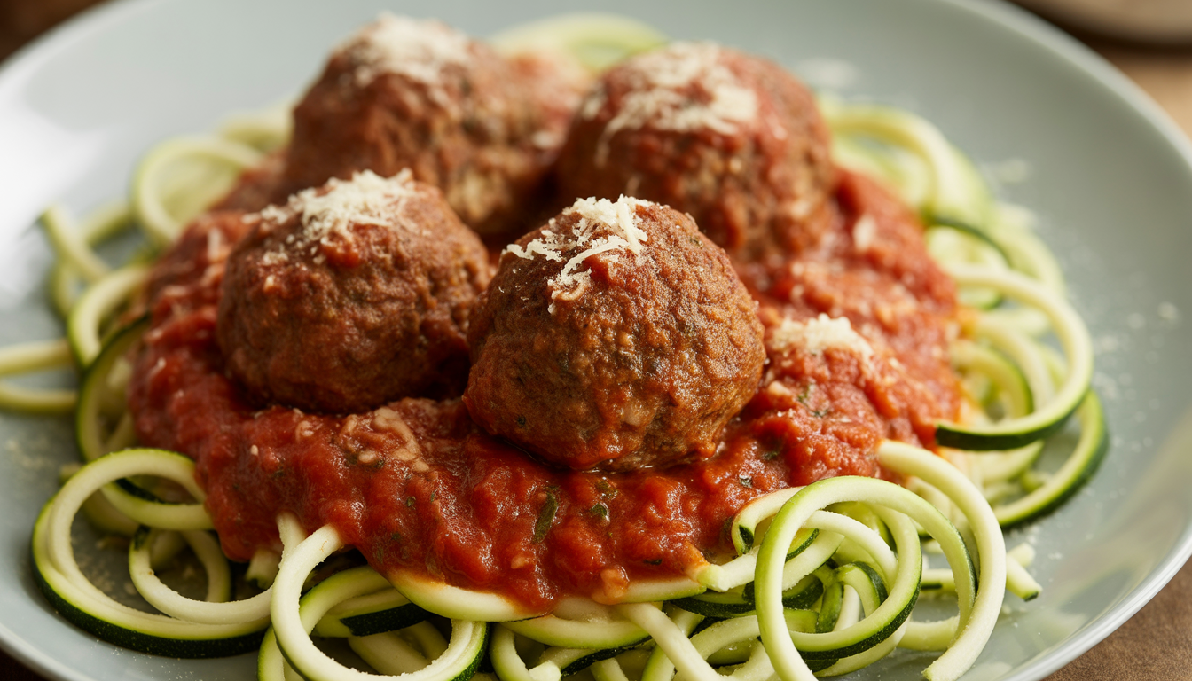 13. Boulettes de viande maison et spaghetti de courgettes