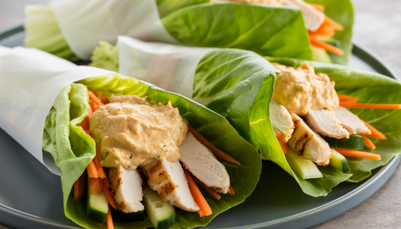 9. Wraps de laitue au poulet et houmous