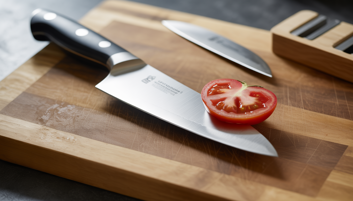 4. Un bon couteau de chef… et un aiguiseur simple