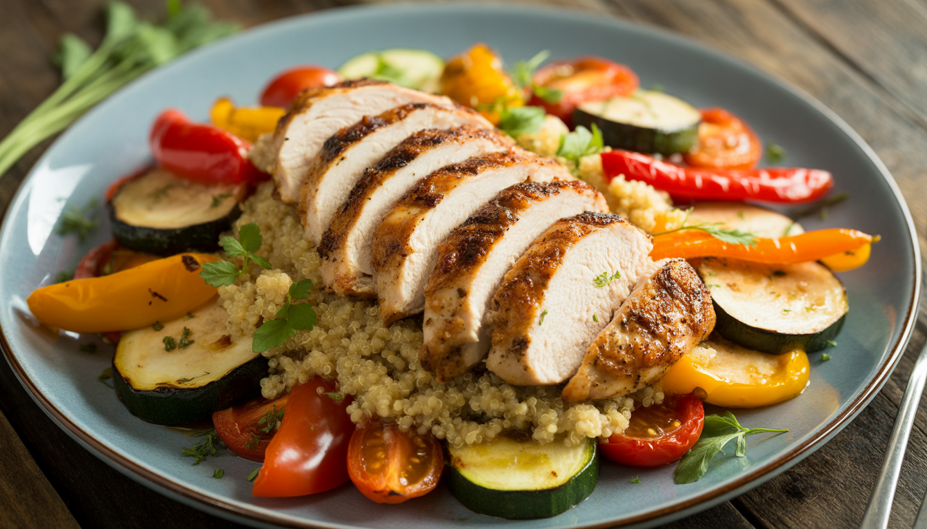 1. Poulet grillé et quinoa aux légumes
