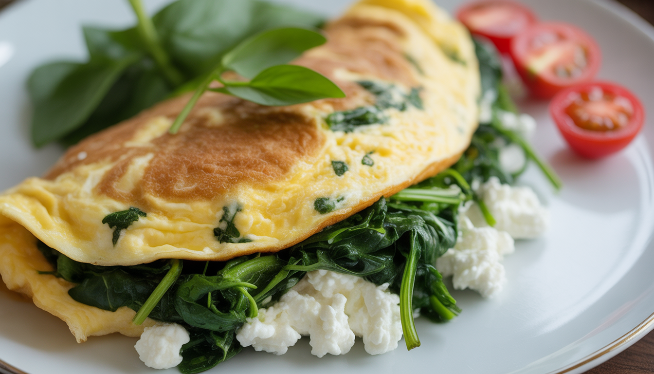 4. Omelette aux épinards et fromage cottage