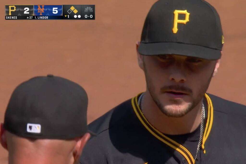 Paul Skenes was pulled from the game in the first inning: he has an ERA of 6.75