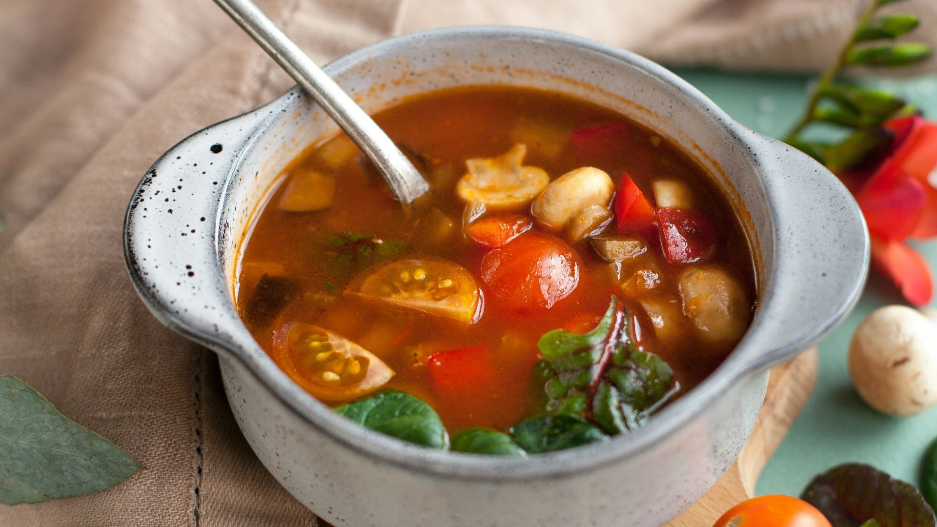 14. Soupe aux légumes rôtis et aux lentilles