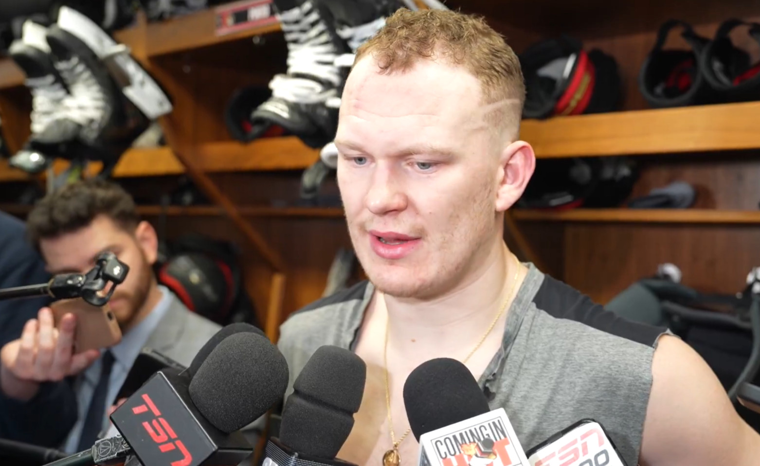 Controversial podcast: Brady Tkachuk defends his father