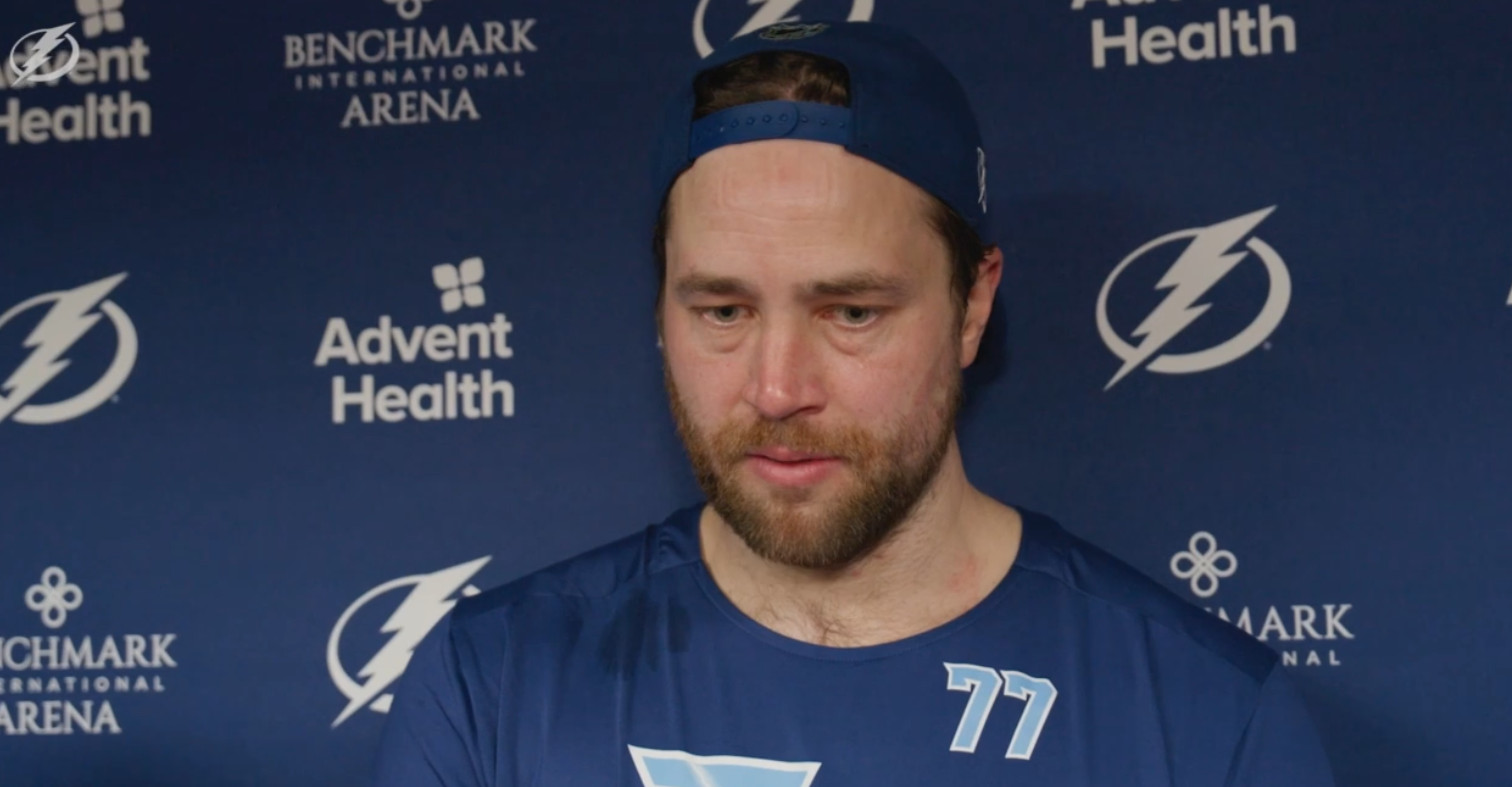 Practice: Victor Hedman is back with his teammates