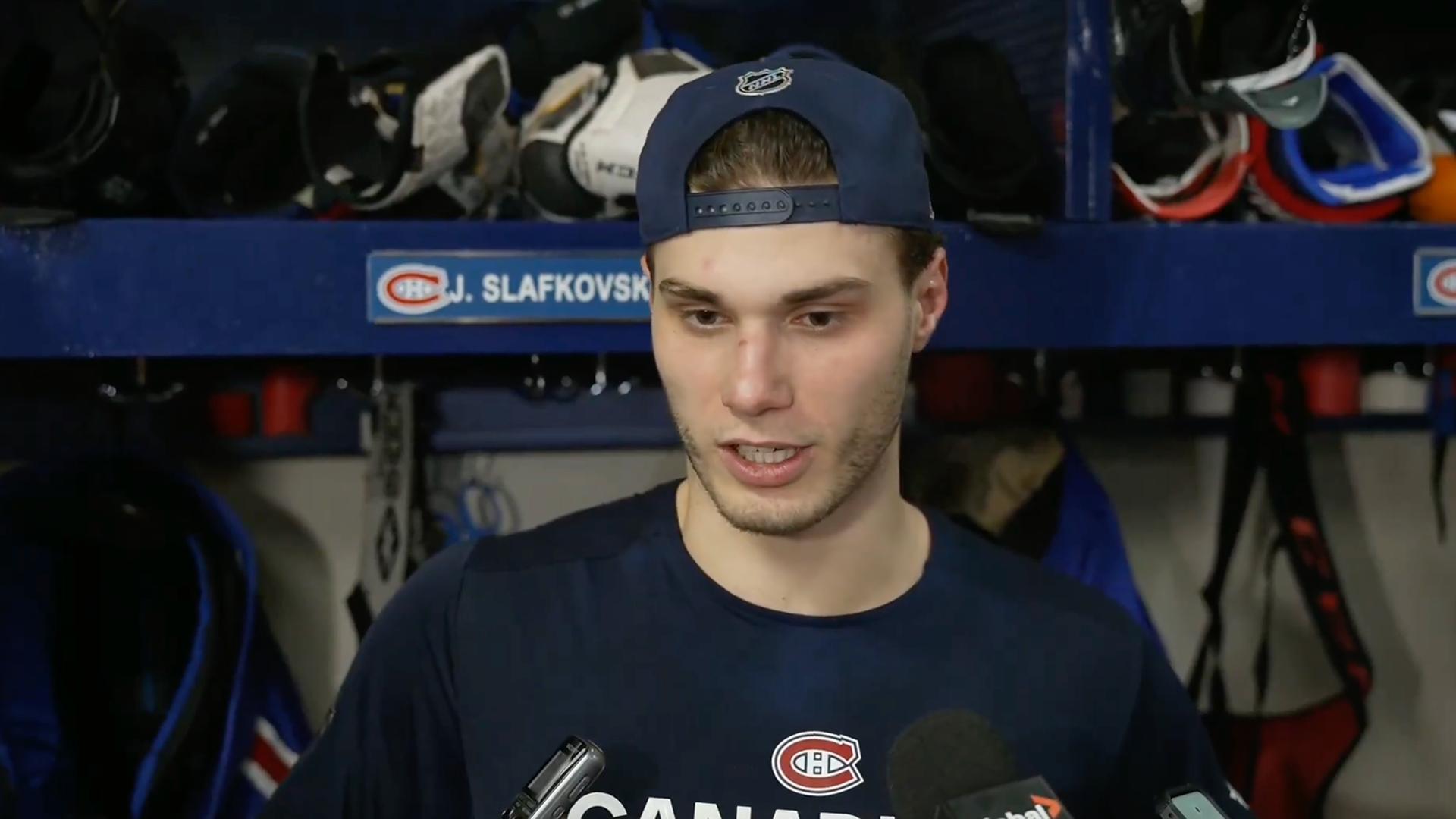 Juraj Slafkovsky praised Martin St-Louis after his hat trick