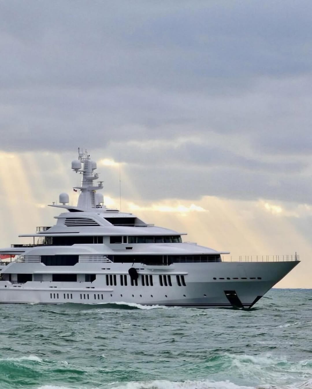 The exterior of the luxurious yacht
