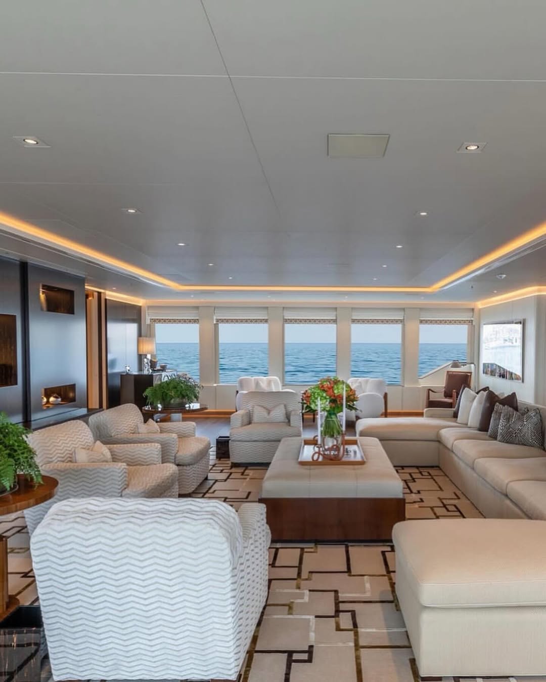The yacht's main salon