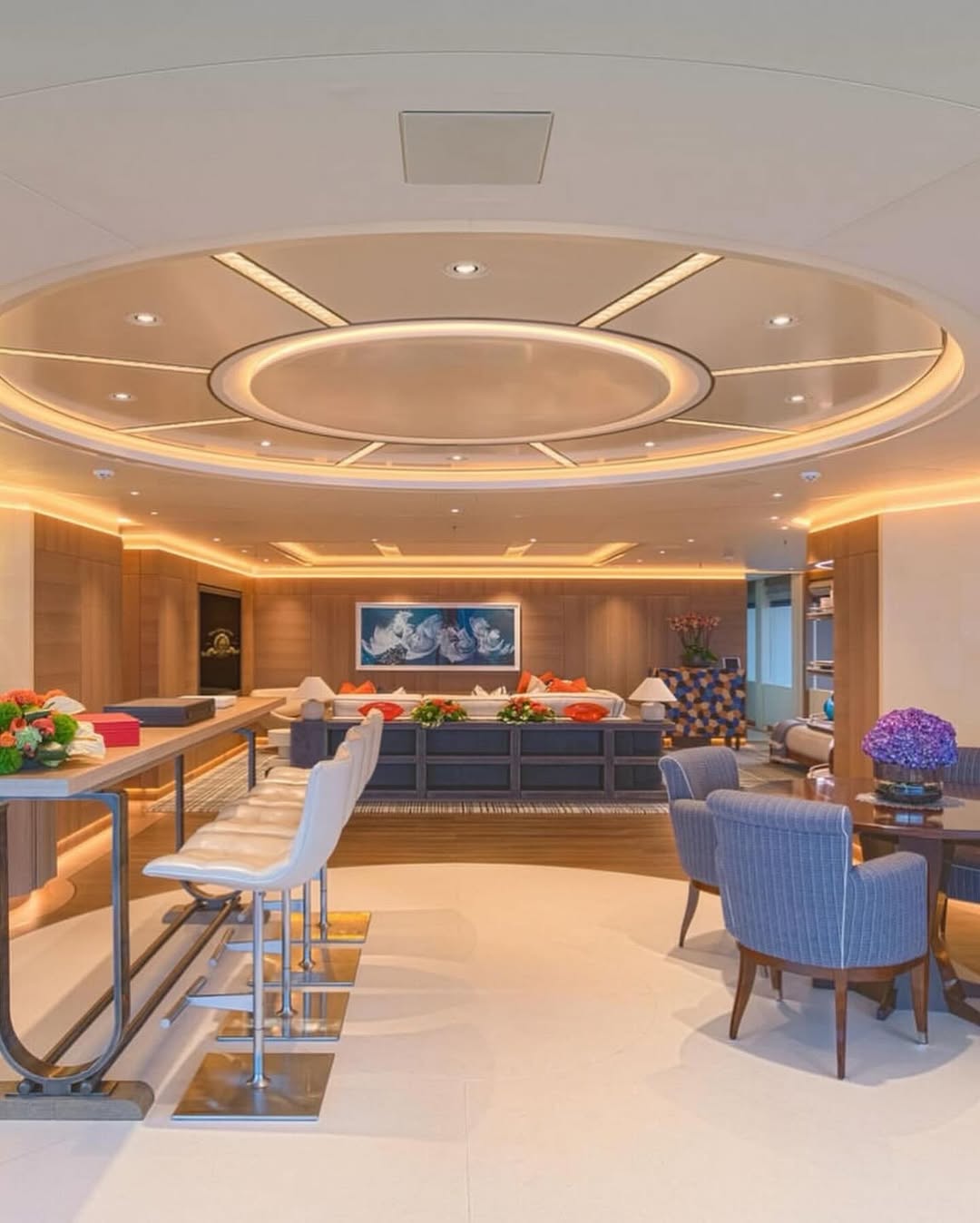 The yacht's dining room