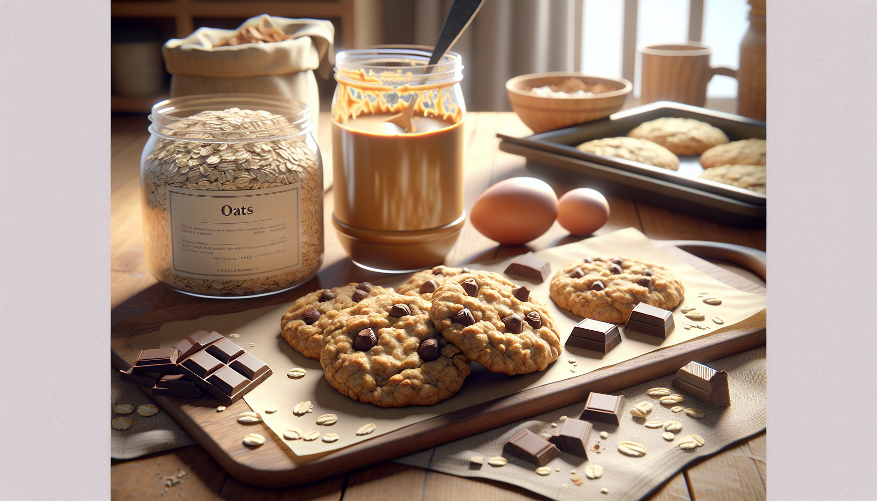 Biscuits à l'avoine, beurre d'arachides et chocolat