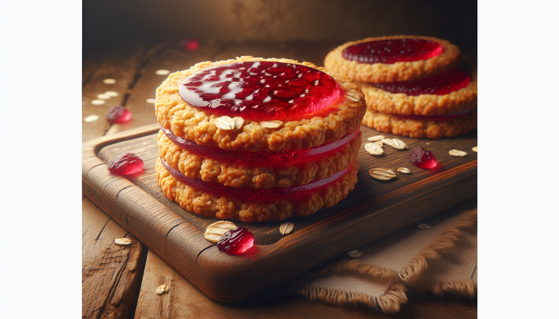 Biscuits florentins à l'avoine à la gelée d'hibiscus
